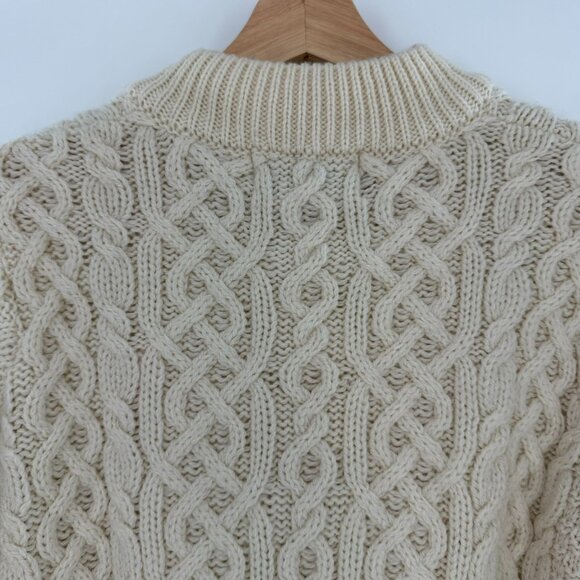 Aran Crafts Plated Crew Neck Cardigan with Celtic Zip Cream Size Medium - Picture 6 of 9